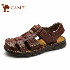 Camel/骆驼男鞋 夏季手工缝制真皮时尚休闲包头沙滩凉鞋
