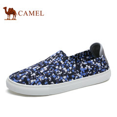 Camel/骆驼男鞋2017夏季新品柔软透气松紧编织轻便懒人套脚鞋子男