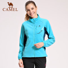 camel/骆驼户外抓绒衣 女款防风保暖透气开衫立领抓绒衣