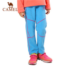 camel/骆驼 男女大童保暖长裤舒适松紧腰抓绒裤