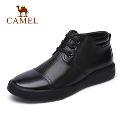 Camel/骆驼男鞋秋冬高帮鞋潮流休闲男靴加绒男士皮靴子