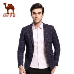 骆驼&熊猫联名系列男装 时尚青年西服修身便西英式学院格子西装男