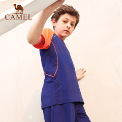 CAMEL 骆驼童装儿童运动套装网布拼接T恤休闲短裤子两件套运动服
