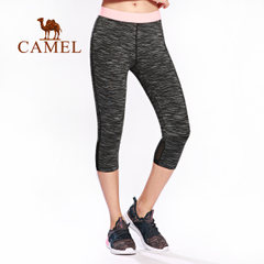 CAMEL 骆驼女款运动裤 透气健身跑步针织七分裤瑜伽裤女夏紧身裤