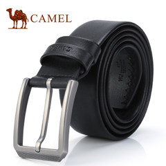 Camel骆驼腰带2017新款男士牛皮软面针扣皮带亚光方扣休闲男裤带