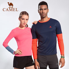 骆驼运动情侣款长袖T恤 男女跑步健身舒适瑜伽服