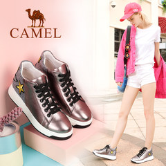 Camel/骆驼女鞋 2017秋季新品时尚拼接平跟女鞋 个性舒适高帮鞋