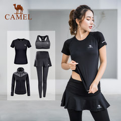 CAMEL/骆驼瑜伽服女款跑步速干假两件针织四件套性感显瘦健身套装