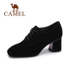 Camel/骆驼简约时尚高跟鞋 休闲系带方头粗跟单鞋女
