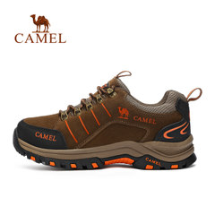 CAMEL/骆驼户外徒步鞋 男女减震防滑低帮系带反绒牛皮情侣徒步鞋