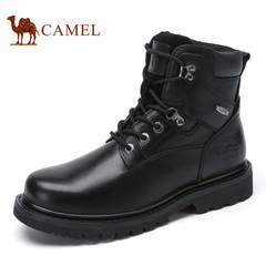 Camel/骆驼男鞋秋冬休闲高帮鞋男牛皮耐磨系带工装马丁靴