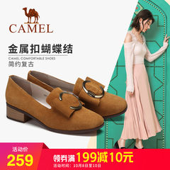 Camel/骆驼女鞋2018早秋新款低跟浅口单鞋女圆头平底鞋子时尚百搭