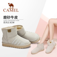 CAMEL骆驼雪地靴女鞋 简约中帮雪地靴舒适保暖平底短筒女靴冬季