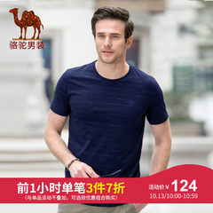 骆驼牌男装 2018夏季新款时尚青年棉质休闲条纹圆领短袖T恤男