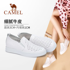 CAMEL骆驼户外女鞋冲孔鞋面舒适透气镂空小白鞋冲孔鞋面内增高鞋