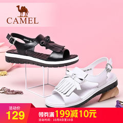 骆驼女鞋2018夏季新款时尚简约休闲凉鞋舒适平底软妹平跟鞋子百搭
