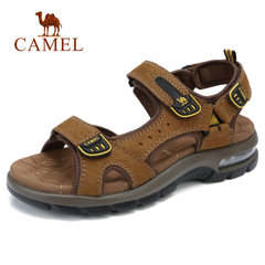 CAMEL骆驼户外沙滩鞋 户外男士AIR减震气垫牛皮凉鞋 休闲凉鞋