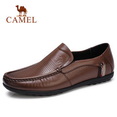 CAMEL骆驼男鞋 休闲商务乐福鞋橡胶大底清凉透气冲孔牛皮套脚鞋子