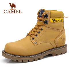 CAMEL骆驼户外休闲鞋 冬季防滑高帮鞋牛皮系带工装靴小黄靴男靴