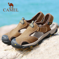 CAMEL骆驼户外男凉鞋 休闲户外真皮魔术贴牛皮防撞护趾底帮沙滩鞋