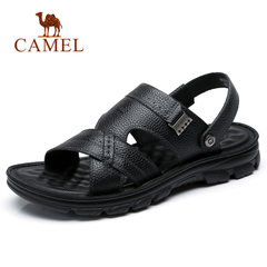 CAMEL骆驼休闲男鞋 商务透气露趾牛皮两穿凉拖舒适简约柔软男凉鞋