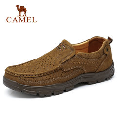 CAMEL骆驼户外休闲鞋牛皮套脚透气耐磨舒适男士冲孔牛皮休闲皮鞋