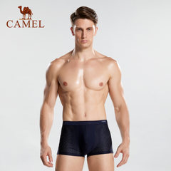Camel/骆驼纯色简约中腰休闲平角透气内裤男2条装
