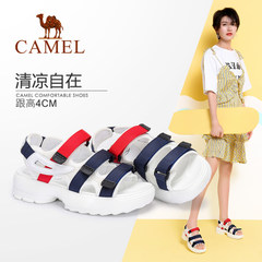 CAMEL骆驼女鞋运动凉鞋春夏平底厚底松糕港味轻便休闲罗马沙滩鞋