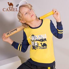 CAMEL/骆驼童装 秋冬儿童款长袖圆领T恤男童女童加厚保暖印花上衣
