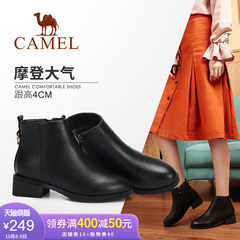 Camel/骆驼2018冬季新款 摩登时尚舒适简约粗跟短筒优雅女靴