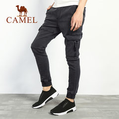 Camel/骆驼休闲男牛仔裤哈伦束脚韩版潮流酷感多口袋休闲工装长裤