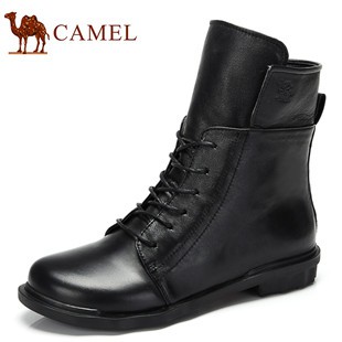 camel骆驼 短靴 牛皮系带复古休闲短靴 2013新品81553609