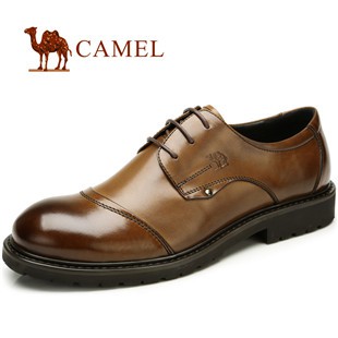 Camel 骆驼正品 真皮牛皮时尚英伦商务休闲男鞋 系带圆头男士皮鞋