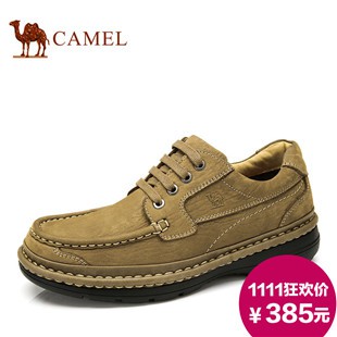 camel骆驼男鞋 高帮鞋 牛皮软面系带韩版潮流保暖 冬季新款鞋子