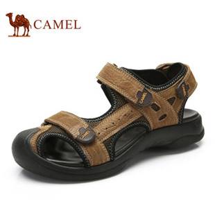 camel骆驼男鞋凉鞋 头层牛皮夏季新款沙滩时尚日常休闲轻质凉鞋