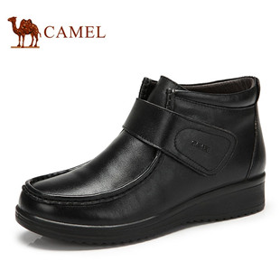 camel骆驼 短靴 女 2013年新品 牛皮羊毛魔术贴舒适女靴81212600