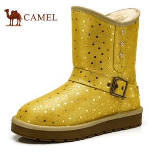 camel 骆驼女靴 2013冬季新款中筒平跟套筒雪地靴日常休闲圆头