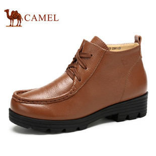 聚camel骆驼女靴 2014新款短靴牛皮系带短靴 简约休闲女士靴子