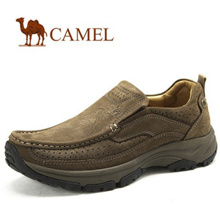 camel 骆驼 男鞋 真皮套脚男士磨砂皮防滑耐磨 日常休闲鞋