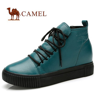【聚】camel 骆驼女鞋 新品上市 头层牛皮时尚系带女款短靴