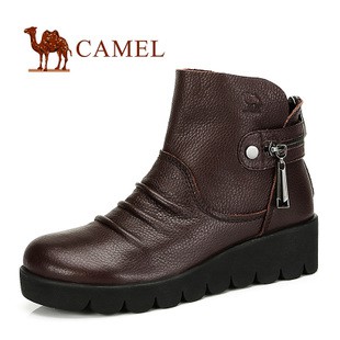 camel 骆驼 女鞋 真皮牛皮 时尚休闲女款短靴 新款 81058603