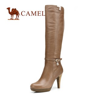 Camel 骆驼女靴 2012新款长筒侧拉链金属扣带长靴 百搭靴81194600