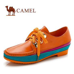 Camel 骆驼 女鞋 2013春季新款 撞色拼接系带休闲单鞋 81508606